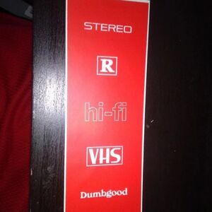 Vhs hi Fi graphic logo 1990s 90s dumbgood logoRed and white sticker Box logo